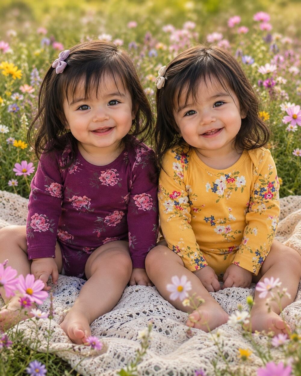2 Old Navy autumn Floral golden + cranberry Thermal Layering Onesies